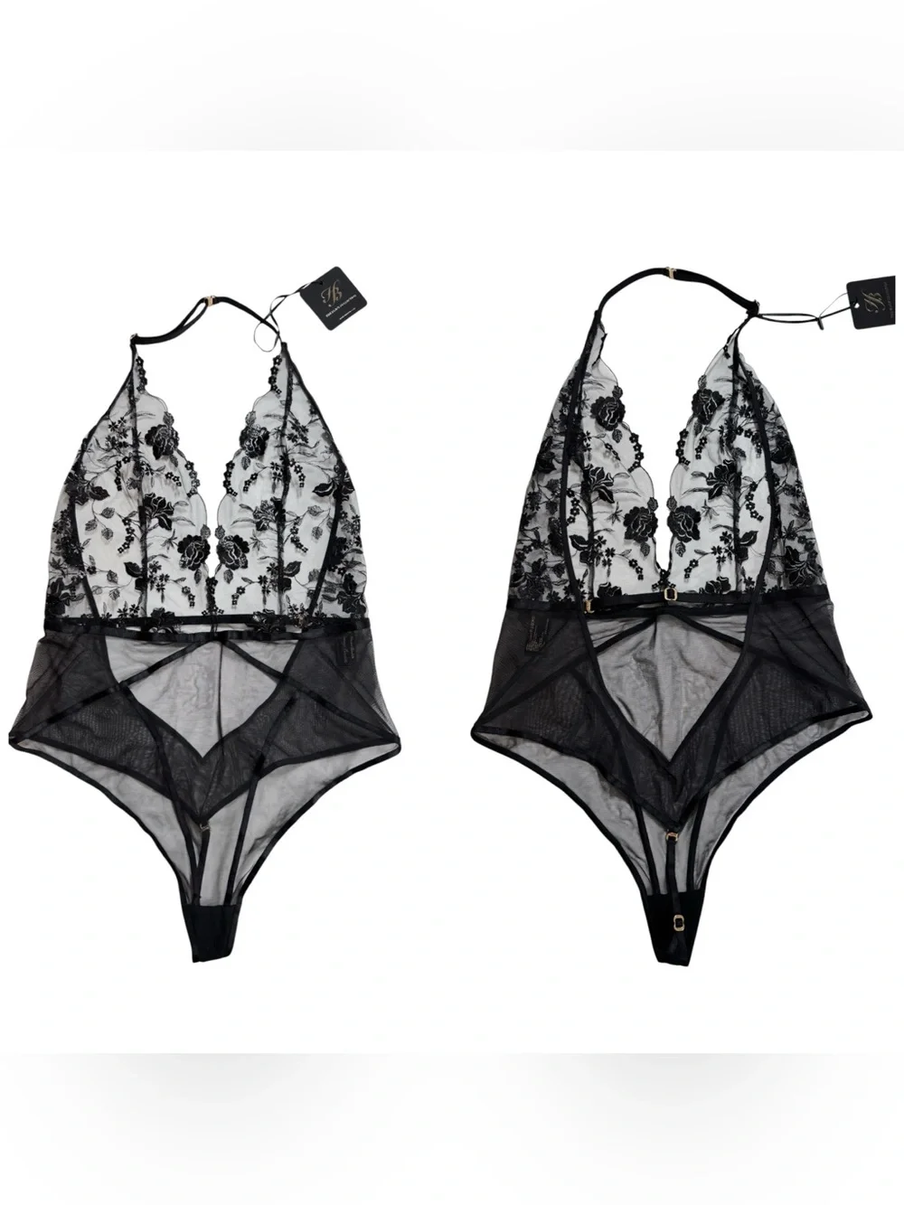 Honey Birdette Whitney Black Bodysuit Size L NWT The Black Collection